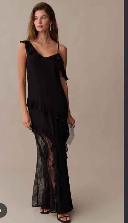 o.p.t Dresses & Skirts - New O.P.T Carmen  black lace ruffle gown Dress $247 size 6